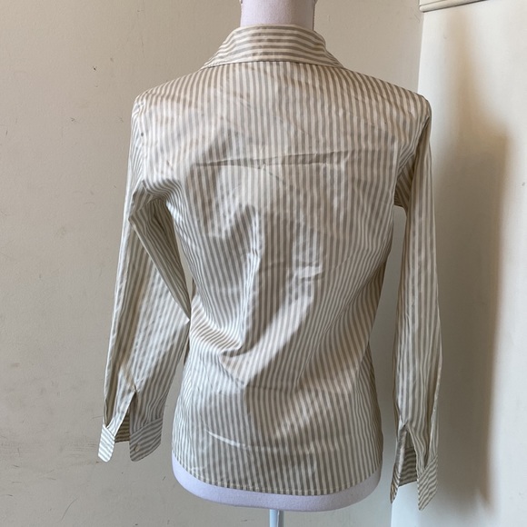 Green and Cream Talbots Pure Silk Blouse - Picture 2 of 6